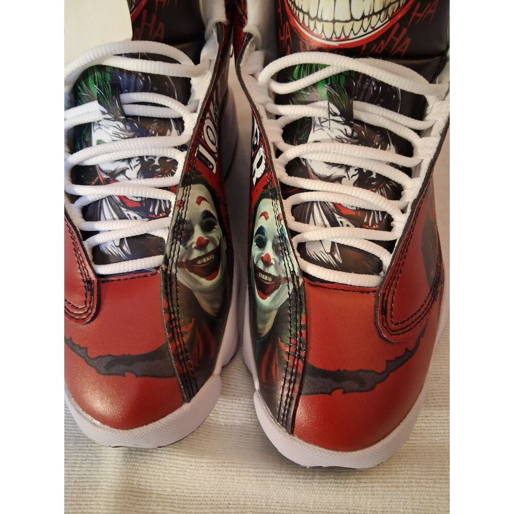 Joker Sneakers Red Black Ha Ha Ha Theme Cosplay Kids Size 5.5 - Picture 3 of 15